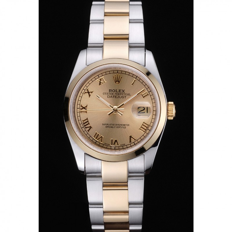 SS Replica Watches Rolex Datejust Stainless Steel And Gold Case Gold Dial 622265-1