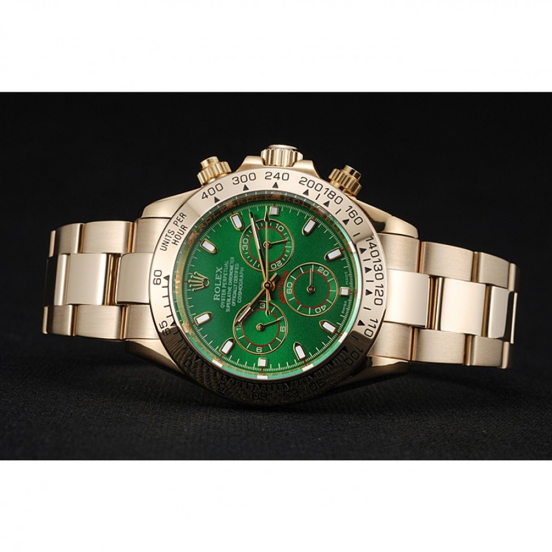 Rolex Cosmograph Daytona Green Dial Gold Case And Bracelet 1454244-4