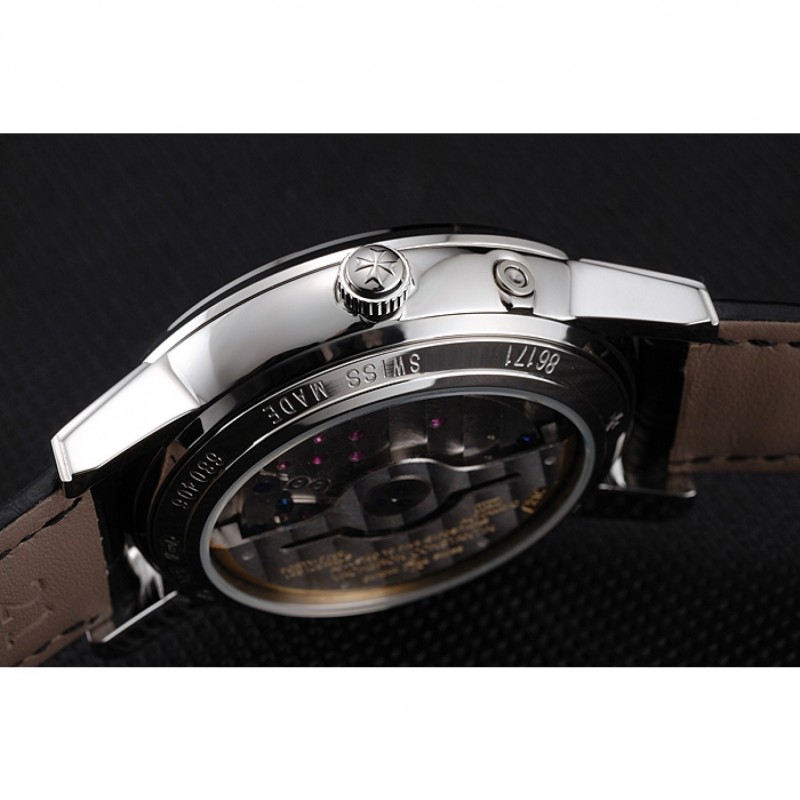 Swiss Vacheron Constantin Patrimony Quantieme Reserve De Marche Cream Dial Stainless Steel Case Black Leather Strap-8