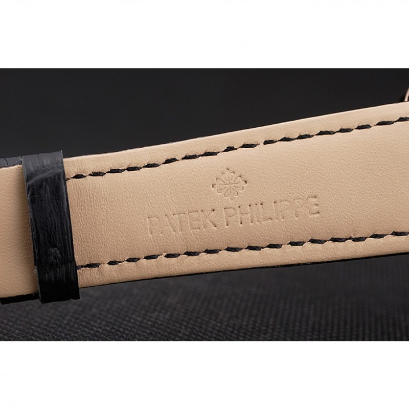 High End Replica Watches Swiss Patek Philippe 5170J Chronograph White Dial Rose Gold Case Black Leather Strap-6