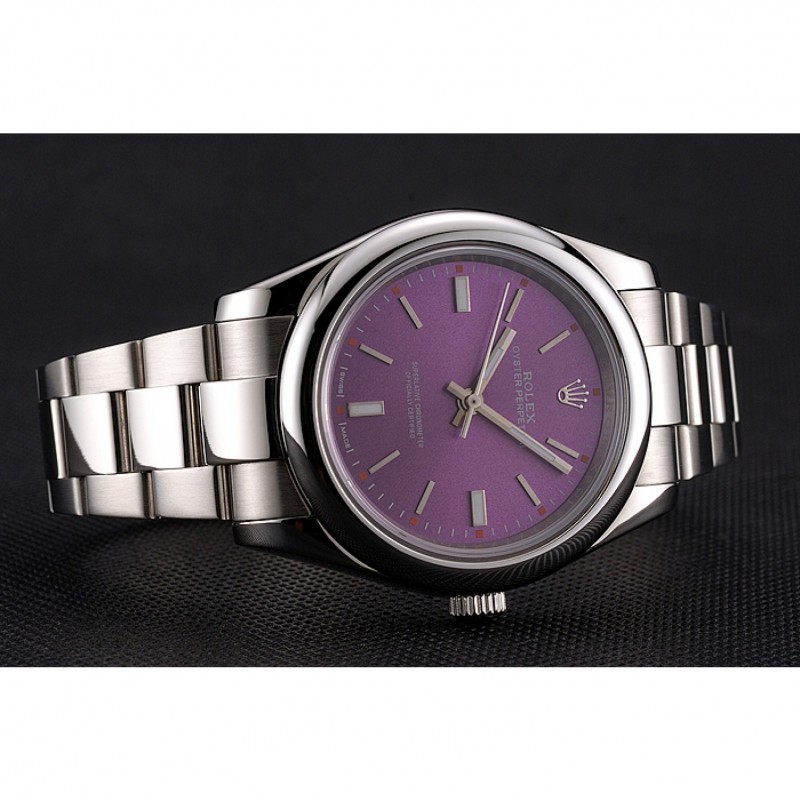 Rolex Oyster Perpetual Red Grape Dial Stainless Steel Case And Bracelet-4