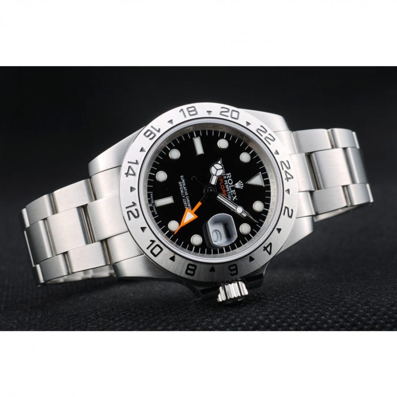 High End Rolex Swiss Explorer Stainless Steel Bezel Black Dial Watch-3