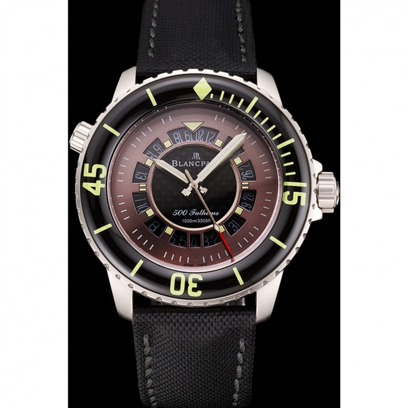 Swiss Blancpain 500 Fathoms GT Carbon Fiber Dial Stainless Steel Case Black Canvas Strap-1