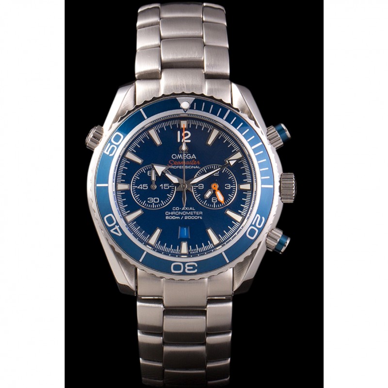 High Quality Replica Watches Omega Seamaster Planet Ocean Blue Bezel Blue Dial Stainless Steel Strap 80239-1