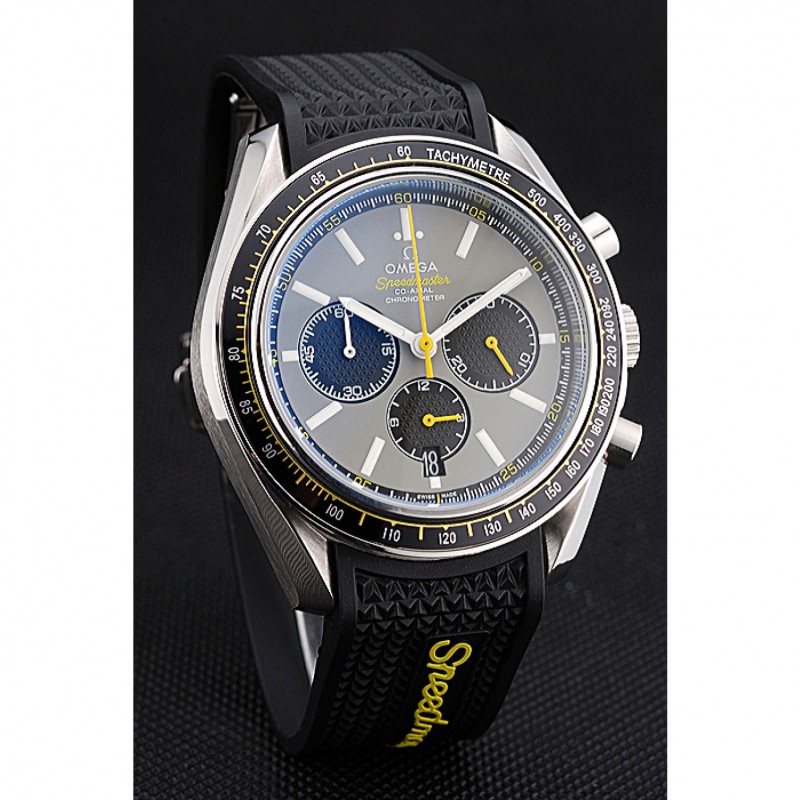 AAA Replica Watches Omega Speedmaster Racing Chronograph Grey Dial Rubber Bracelet 622540-2