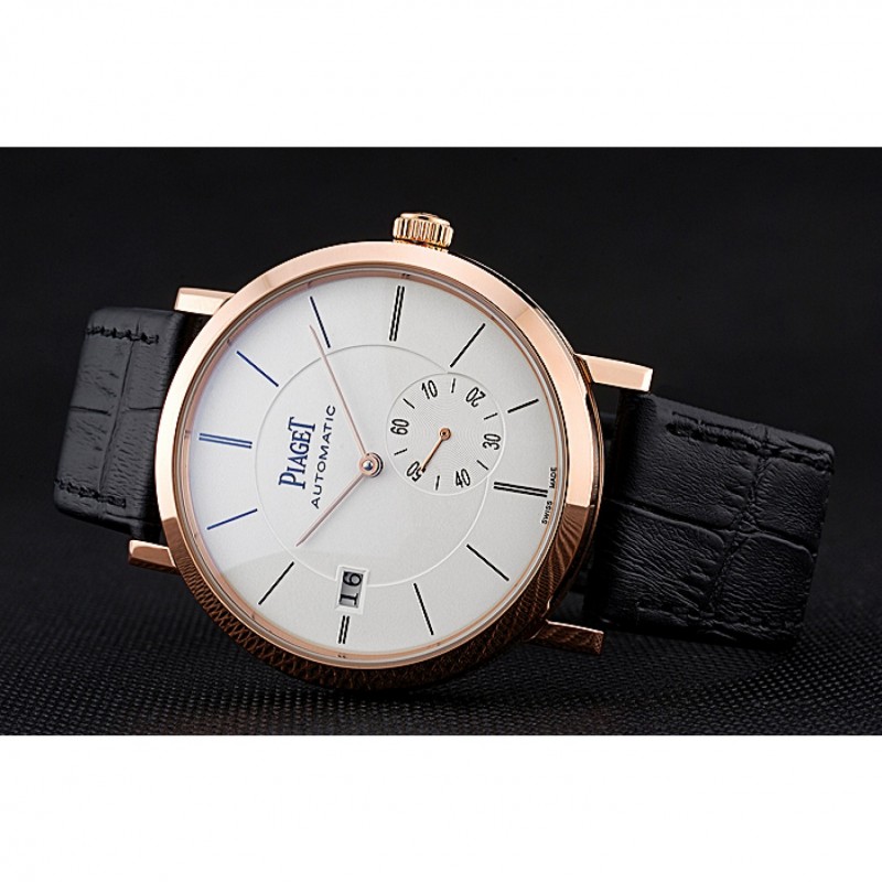 Piaget Altiplano Gold Case White Dial Black Leather Bracelet 622628-4