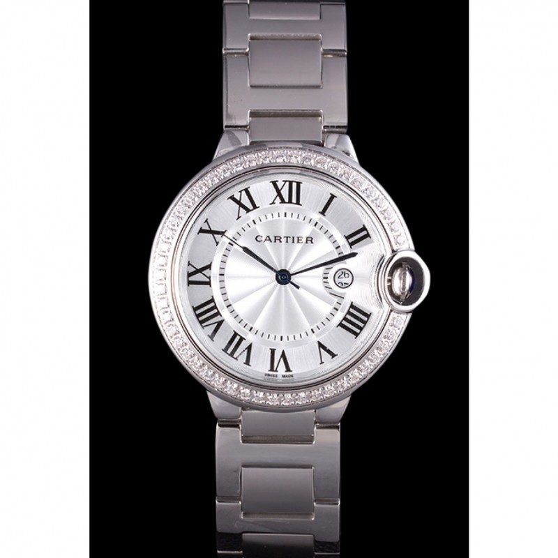 Cartier Ballon Bleu 42mm White Dial Diamonds Stainless Steel Case And Bracelet-1