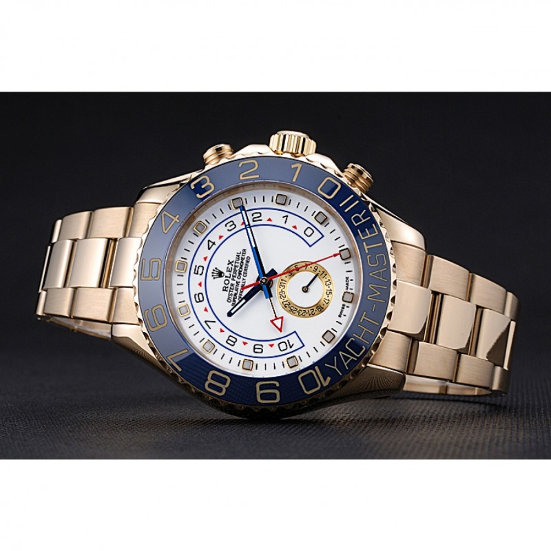 Rolex Yachtmaster II White Dial Blue Bezel Gold Bracelet 622271-4