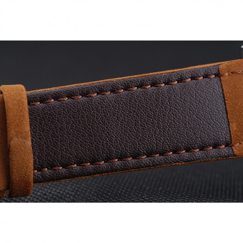 Montblanc Chronograph White Dial Brown Suede Leather Bracelet Silver Case 1454115-6