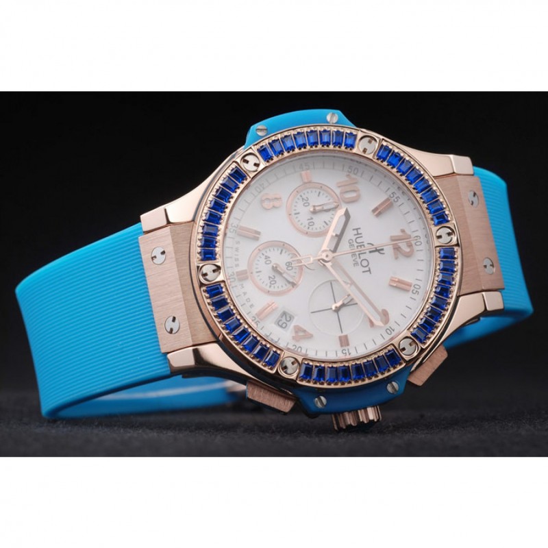 Hublot Big Bang Tutti Frutti Blue Strap Gold Dial-3