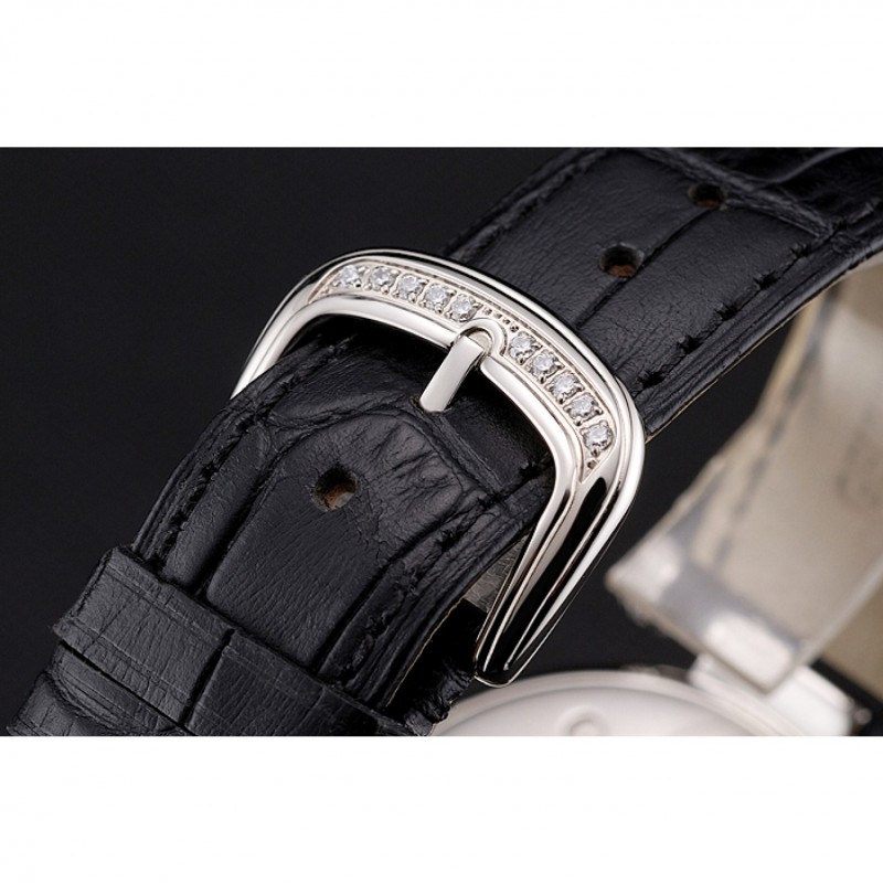 Franck Muller Double Mistery Ronde Black Dial Stainless Steel Case Black Leather Strap-5