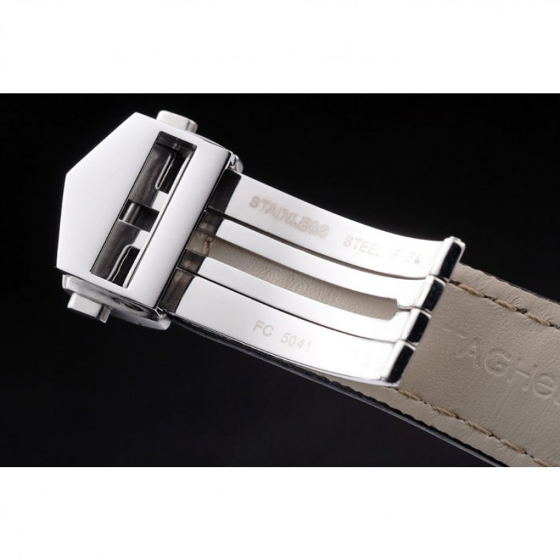 SS Replica Watches Tag Heuer Swiss Carrera Tachymeter Bezel Black Leather Strap Checkered Brown Dial-6
