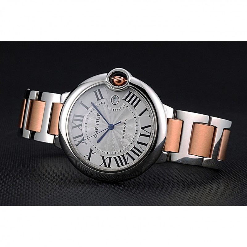 Swiss Cartier Ballon Bleu 42mm Silver Dial Stainless Steel Case Two Tone Rose Gold Bracelet 622875-4
