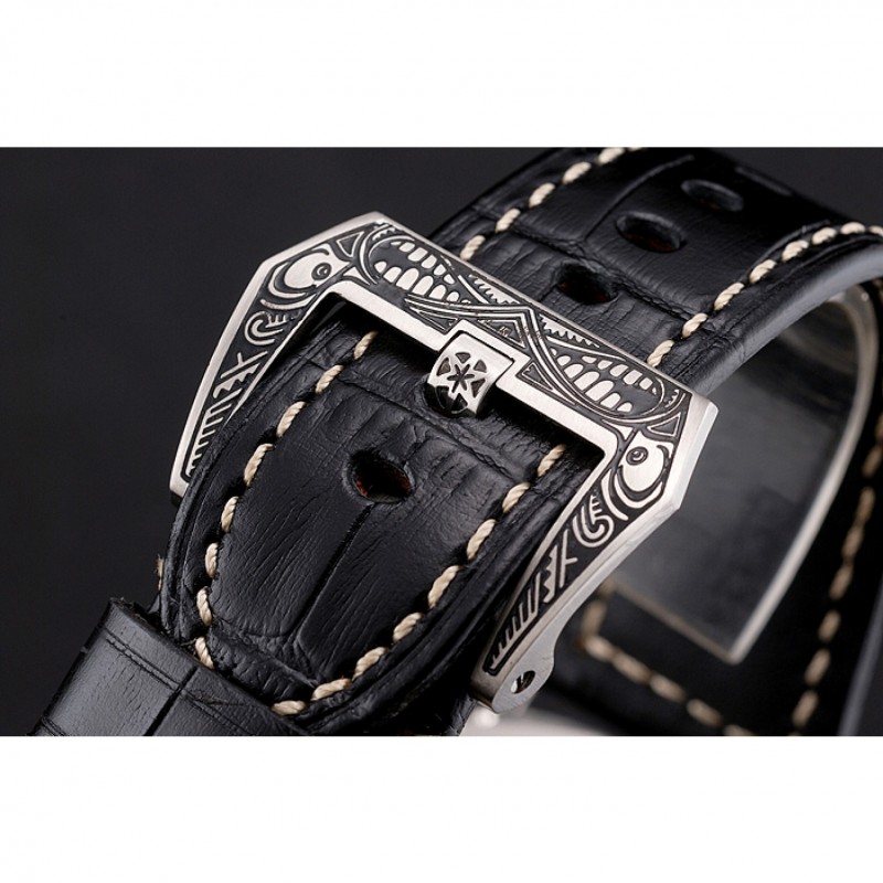 SS Panerai Radiomir Firenze PAM604 Black Dial Roman Numerals Engraved Stainless Steel Case Black Leather Strap-5