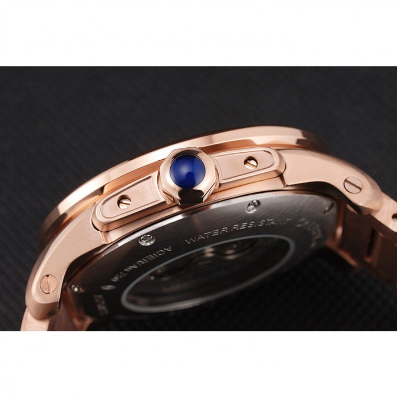 Cartier Calibre De Cartier Small Seconds Black And White Dial Rose Gold Case And Bracelet-8