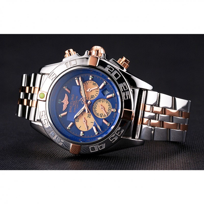 SS Replica Watches Breitling Chronomat 44 Blue Dial with White Subdials 2 Tone Stainless Steel Bracelet 622510-3
