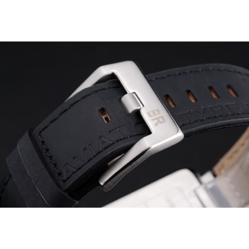 Cheap Bell and Ross BR 03-94 Black Dial Silver Case Black Leather Strap-6