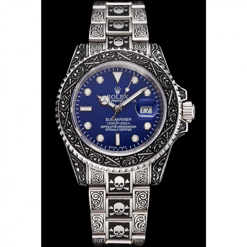 SS Swiss Rolex Submariner Skull Limited Edition Blue Dial Vintage Case And Bracelet 1454091-1