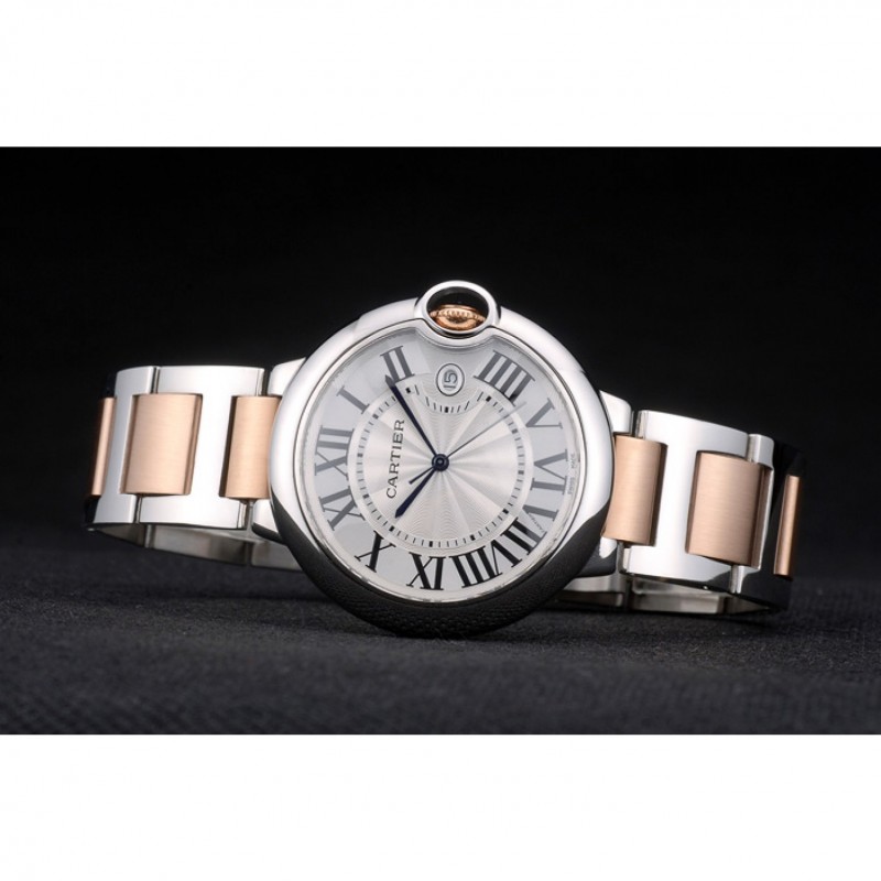Cartier Ballon Bleu 42mm White Dial Stainless Steel Case Two Tone Rose Gold Bracelet-4
