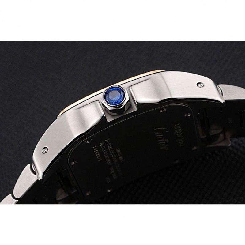 Swiss Cartier Santos De Cartier Galbee Yellow Gold and Steel Case Steel Bracelet 622643-8