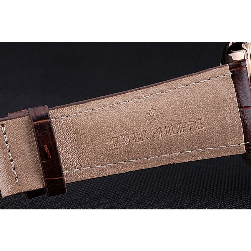 Patek Philippe Grand Complications Gold Case White Dial Roman Numerals Brown Leather Bracelet 622253-6