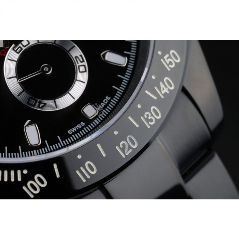 Rolex Daytona Black Ion Plated Tachymeter Black Stainless Steel Strap Black Dial 80247-8