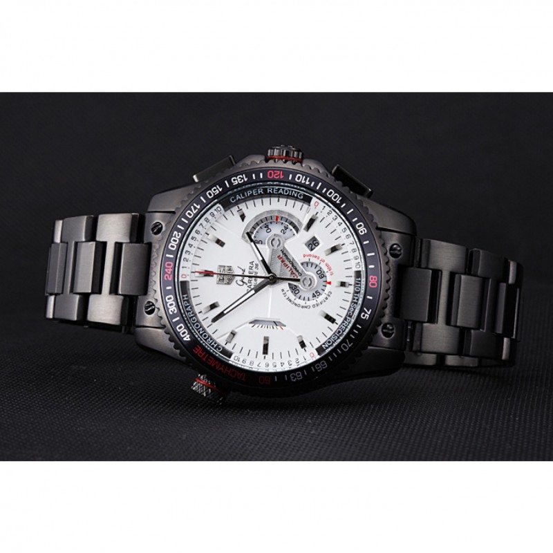 Tag Heuer Carrera Black Stainless Steel Case White Dial 98242-4