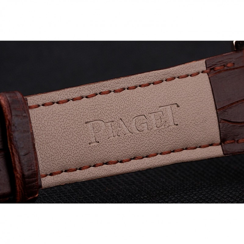 High Quality Piaget Altiplano Date Silver Dial Rose Gold Case Brown Leather Strap-6