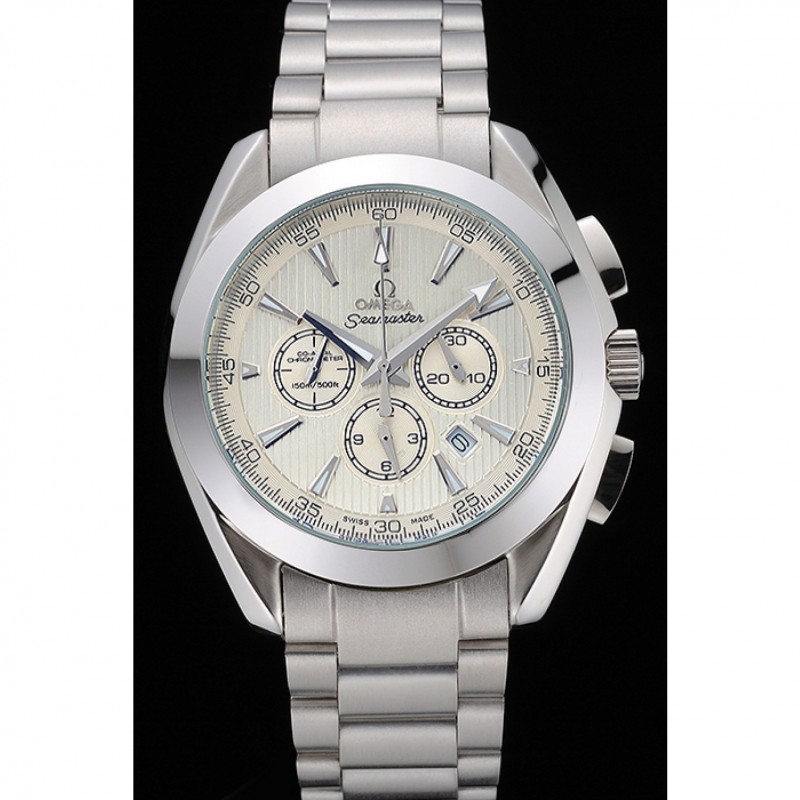 SS Omega Seamaster Aqua Terra Chronograph Ivory Dial Stainless Steel Bracelet 622526-1
