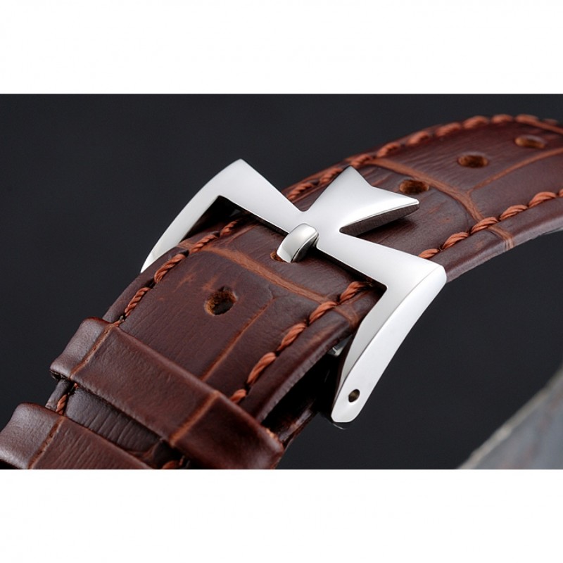 Cheap Replica Watches Vacheron Constantin Traditionnelle Tourbillon White Dial Diamond Numerals Brown Leather Bracelet 1454064-5