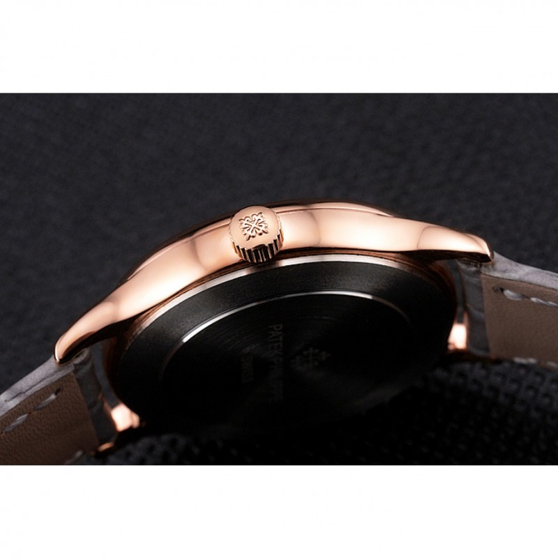 Patek Philippe Calatrava Gray Dial Rose Gold Case Gray Leather Strap-8
