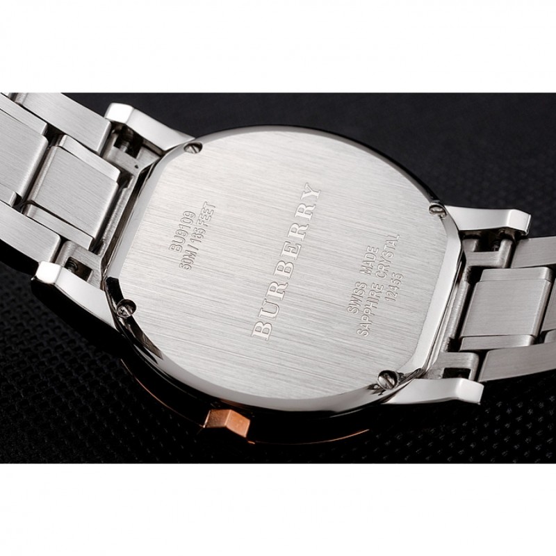 Burberry The City Black Dial Rose Gold Diamond Bezel Stainless Steel Case Two Tone Bracelet-7