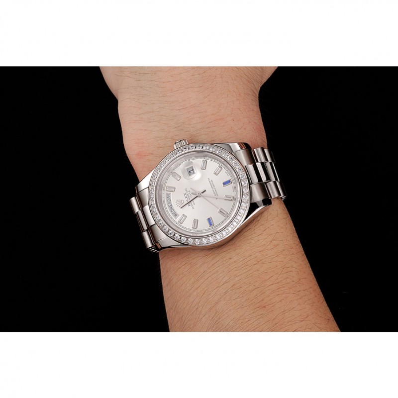 Swiss Rolex Day-Date Diamonds Bezel Staineless Steel Bracelet 1454109-7