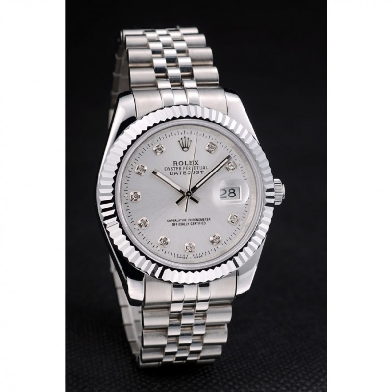 High Quality Rolex DateJust Stainless Steel Ribbed Bezel Silver Dial 41977-2
