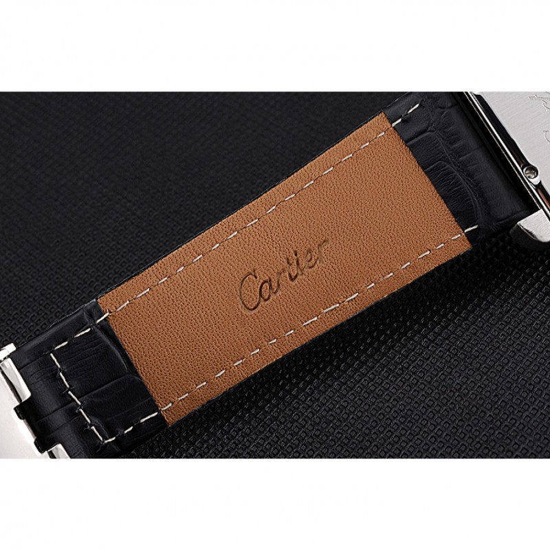 Cartier Tank MC White Dial Stainless Steel Case Black Leather Strap 622576-7