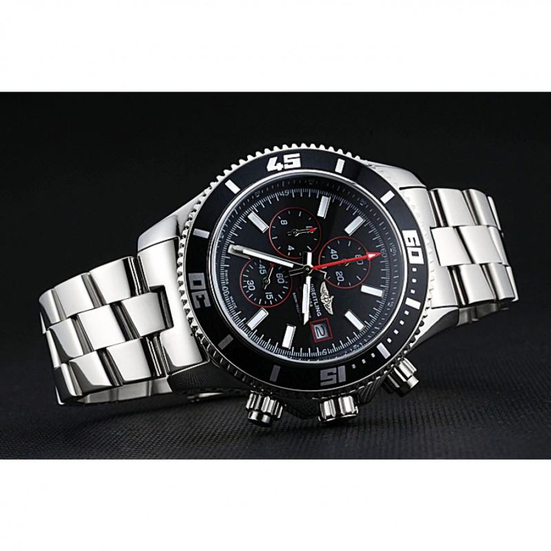 High Quality Replica Watches Breitling Superocean Chronograph II Black Dial Stainless Steel Bracelet 622428-3