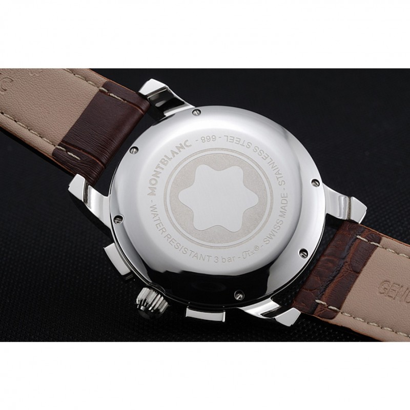 Cheap Replica Watches Montblanc Twinfly Chronograph White Dial Brown Leather Bracelet 1454117-5