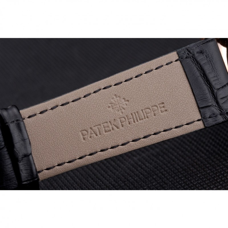 Patek Philippe Perpetual Calendar Tourbillon Black And White Dial Rose Gold Case Black Leather Strap-5
