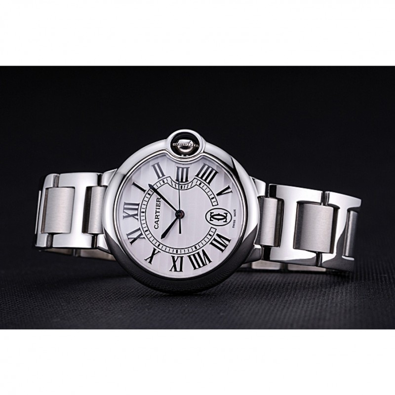 Swiss Cartier Ballon Bleu de Cartier White Dial Roman Numerals Stainless Steel Bracelet 622555-4