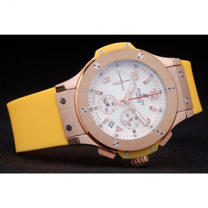 Hublot Big Bang Yellow Strap White Dial Watch 98068-3