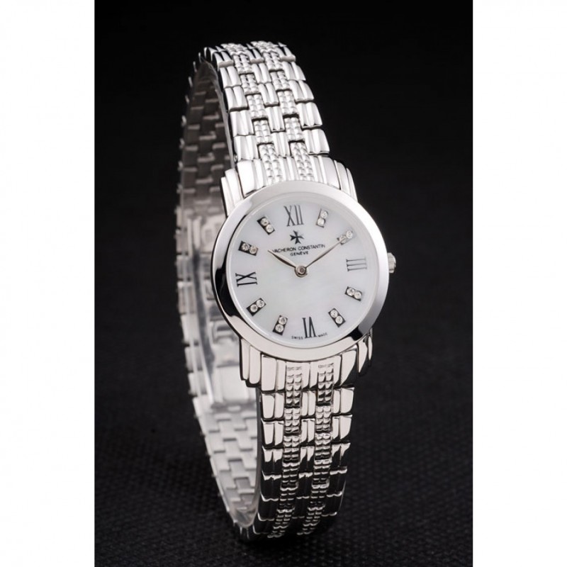 Vacheron Constantin Patrimony Traditionnelle White Dial Diamond Numerals Stainless Steel Bracelet-2