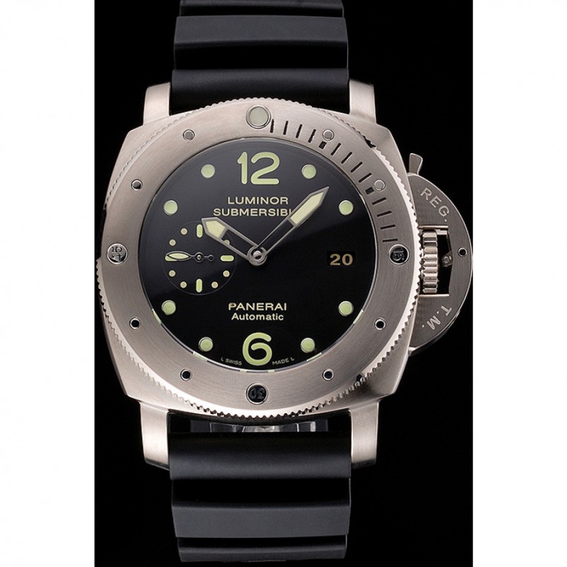 Best Replica Watches Swiss Panerai Luminor Submersible Black Dial Stainless Steel Case Black Rubber Strap-1