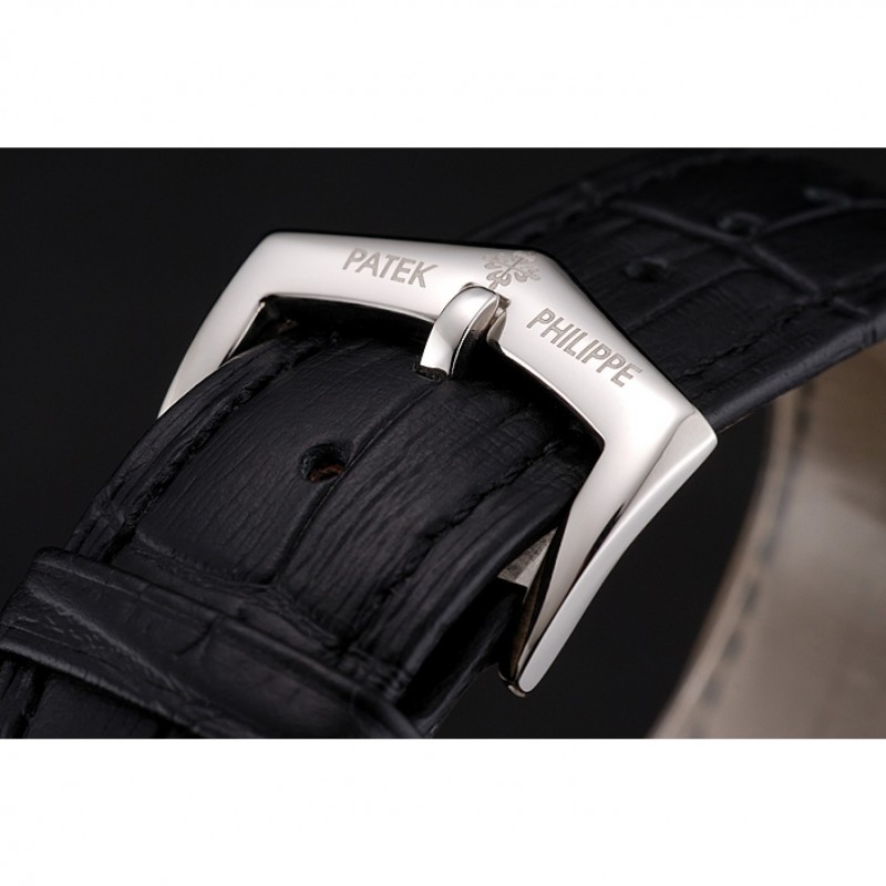 Patek Philippe Grand Complications Gray Skeleton Dial Stainless Steel Case Black Leather Strap 1453811-5
