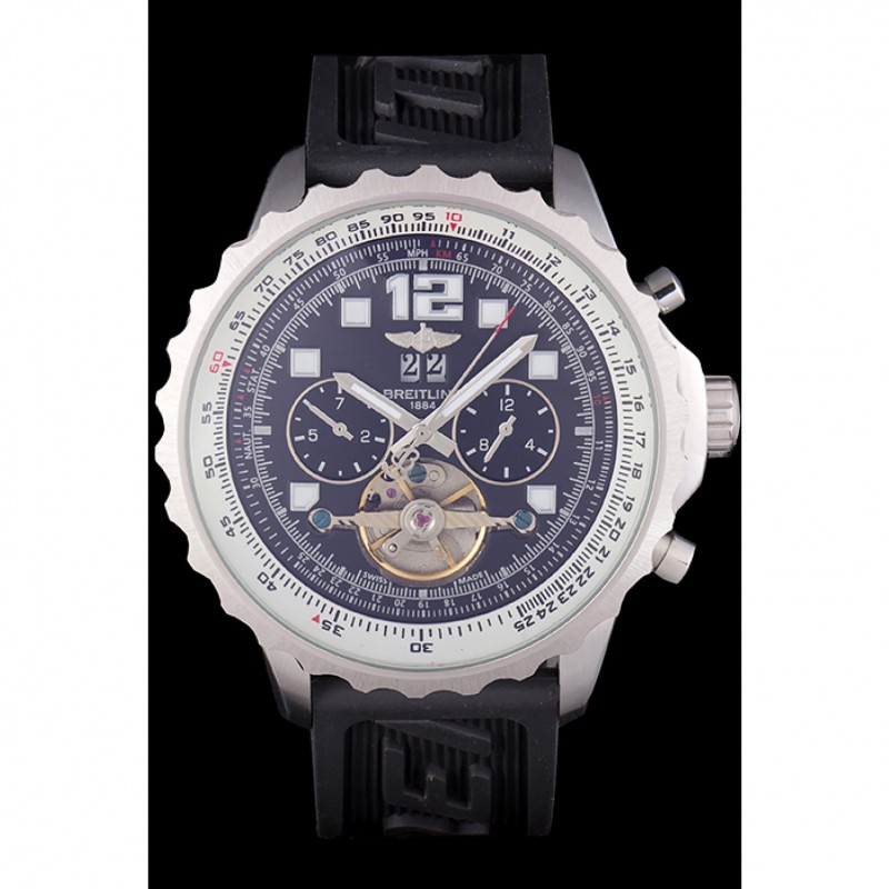 Cheap Replica Watches Breitling Navitimer Rubber Strap Black Dial-1