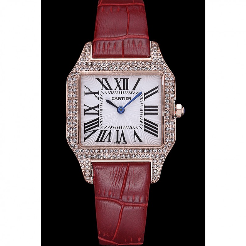 Cartier Santos 100 Diamond Rose Gold Bezel 621917-1