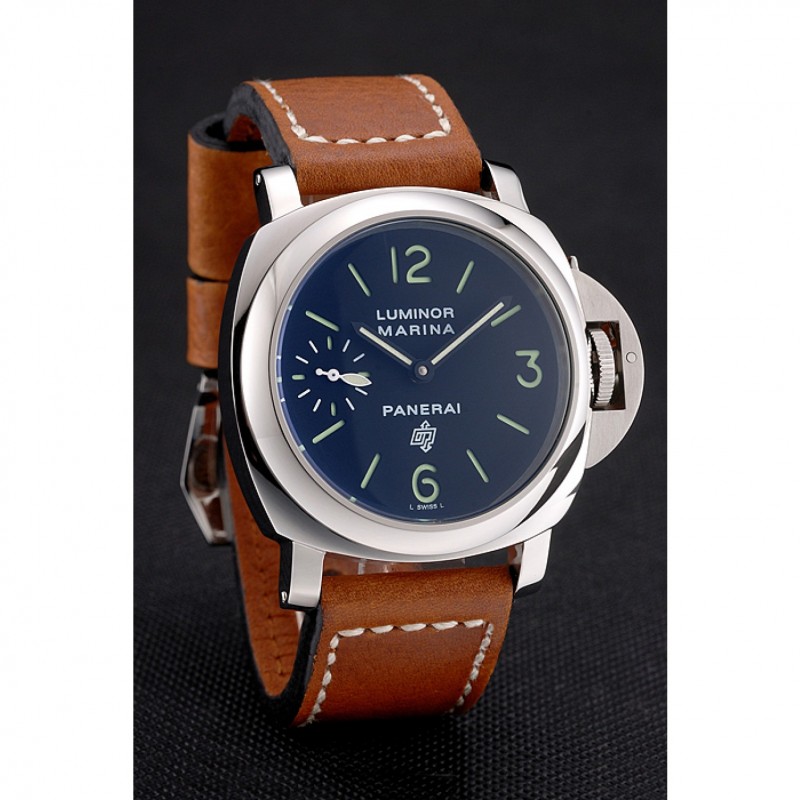 Panerai Luminor Marina Stainless Steel Bezel Brown Leather Bracelet 622313-2