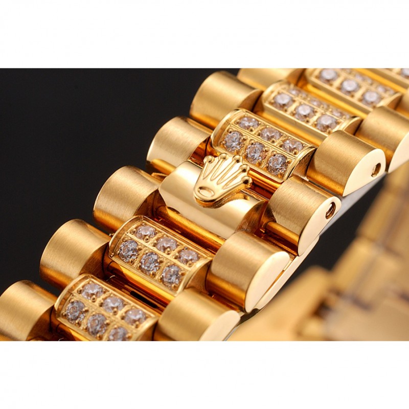 Swiss Rolex Day-Date Diamond Pave Gold Dial Gold Diamond Bracelet 1453954-4