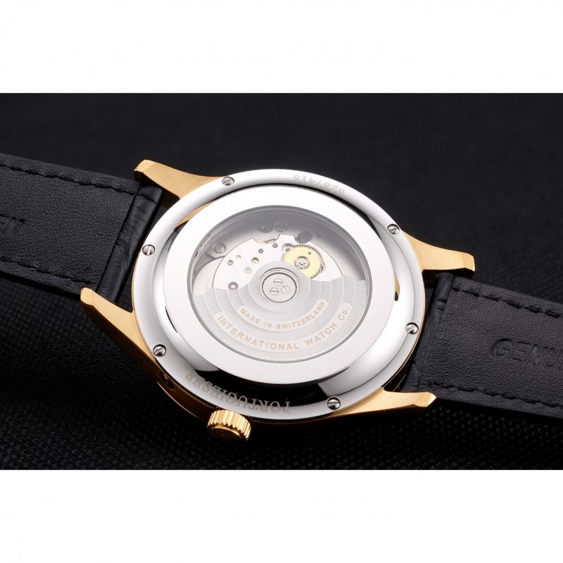Luxury Replica Watches Swiss IWC Portugieser Perpetual Calendar White Dial Gold Case Black Leather Strap-7
