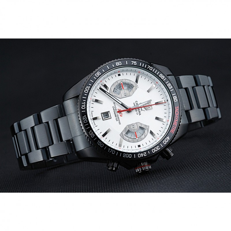 Tag Heuer Carrera Black Stainless Steel Case White Dial 98241-3