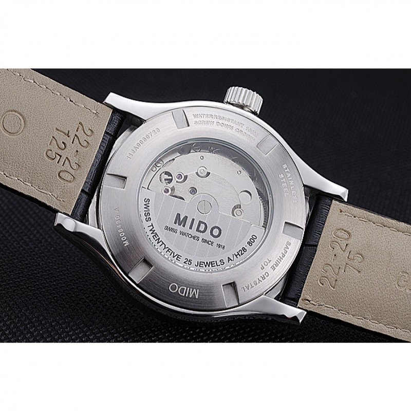 High End Replica Watches Mido Multifort Grey Dial Black Leather Strap 622179-8